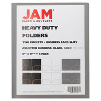 JAM Paper Heavy Duty Plastic Two-Pocket School Folders, Assorted, 6/Pack (383HBAasst)-3 Colours: 2 White, 2 Black, 2 Clear