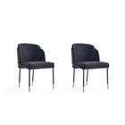 Manhattan Comfort Flor 22.83" Modern Twill Weave Upholstered Dining Chair - Black - Set of 2-Modern Dining Chair Perfect for Dining and Home Office Use