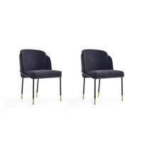Manhattan Comfort Flor 22.83" Modern Twill Weave Upholstered Dining Chair - Black - Set of 2-Modern Dining Chair Perfect for Dining and Home Office Use