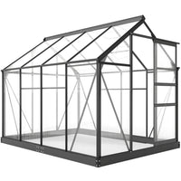 Outsunny Polycarbonate Greenhouse - 6' x 8' x 6.6' - Grey- A polycarbonate greenhouse for outside plant protection
 