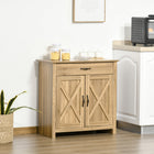 HOMCOM Accent 31.5" L Sideboard Buffet Cabinet with Storage - Natural Wood-The crossbuck detail is sure to elevate your house's charm