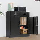 Storemax Premium Steel Horizontal Multi-functional Cabinet with 2 Drawers and 2 Doors-Wide Application: Premium Quality Multi-Purpose Cabinet - Suitable for office, garage, utility room, break room, file room, warehouse, mailroom, basement, home, kitchen, pantry, living room, etc.