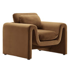 Modway Waverly Performance Velvet Armchair - Brown-Unique Modern Armchair