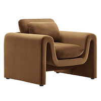Modway Waverly Performance Velvet Armchair - Brown-Unique Modern Armchair