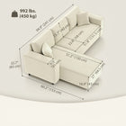 HOMCOM Chaise Sectional Corner Corduroy Sofa - Cream White-Pocket spring padding ensures stretchy, flexible comfort