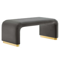 Modway Koda Performance Velvet Waterfall Ottoman - Brass/Storm Grey-Performance Velvet Upholstery