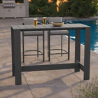 Modway Tahoe Rectangle Outdoor Aluminum Bar Table - 59" - Grey-Slatted Tabletop