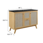 Modway Soma 48" Single Sink Bathroom Vanity - Oak/Black-Adjustable Shelves