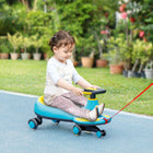Qaba Kids Wiggle Swing Car, No Batteries w/Parent Traction Rope, Music - Blue-No batteries required for endless fun 