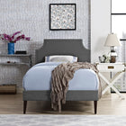 Modway Laura Fabric Twin Platform Bed with Squared Tapered Legs - Grey-Ten Wood Support Slats 