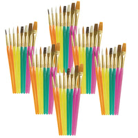 Creativity Street Acrylic Paint Brush Assortment - Assorted Colors & Sizes - 6 Packs of 8-8 per pack, sold as 6 packs, 48 brushes total