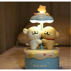 Yancang Maltese Couple Rotating Bluetooth Speaker-Adjustable lighting brightness supports comfortable nighttime use and soft illumination