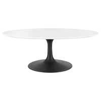 Modway Lippa 42" Oval Wood Coffee Table - Black White-Modern Coffee Table