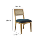 Modway Nimba Faux Rattan Fabric Dining Chairs - Heathered Weave Azure - 2 Pack-Faux Rattan Cane Backrests