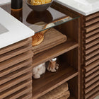 Modway Render 62" Wall-Mount Double Sink Bathroom Vanity - Walnut/White-Drywall Friendly Mounting Cleats