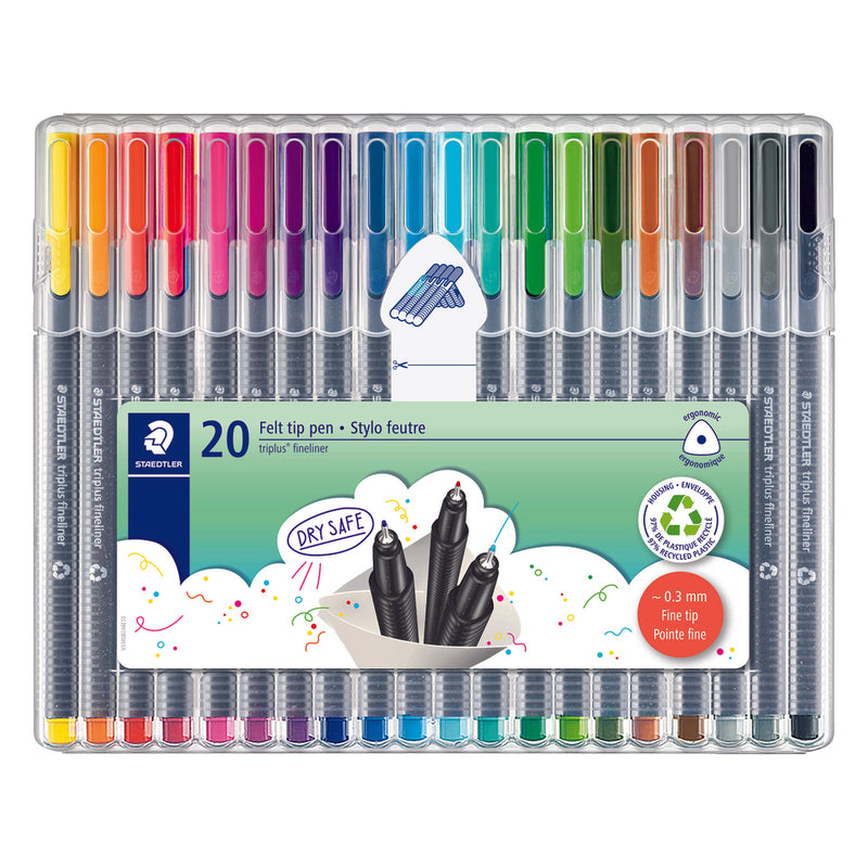 Staedtler Triplus Fineliners Assorted Colours 20 Pack