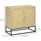 HOMCOM 31.5" L Wood Sideboard - Natural Wood-Solid steel legs with foot pads for excellent stability