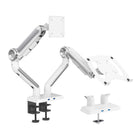 ShoppingAll Heavy Duty 2-in-1 Dual Monitor and Laptop Mount for 13-35" Screens and 12-17" Laptops - White-One arm supports up to 35" VESA compatible screen that weights 26.5 lb or lighter, another arm supports a laptop tray that can hold up to 17" laptops