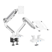 ShoppingAll Heavy Duty 2-in-1 Dual Monitor and Laptop Mount for 13-35" Screens and 12-17" Laptops - White-One arm supports up to 35" VESA compatible screen that weights 26.5 lb or lighter, another arm supports a laptop tray that can hold up to 17" laptops