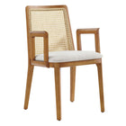 Modway Monarch Wood and Rattan Dining Armchair - Honey/Natural/Heathered Weave Ivory-Beech Wood Frame
