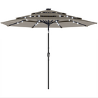 Outsunny Patio Umbrella with Solar Lights and Cover - 9.3' - Grey-9.3 ft outdoor patio umbrella to provide shade and protect you from the sun