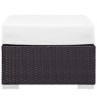 Modway Convene Outdoor Patio Fabric Square Ottoman - Espresso/White-Water & UV Resistant