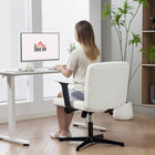 HOMCOM Criss Cross Wide Office Chair with Arms - No Wheels - Beige-Metal cross base and anti-slip feet for stability
