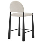 Modway Hayley Upholstered Fabric Counter Stools 2-Piece Set - Black/Cream-Fully Assembled
