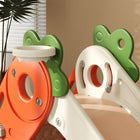 Qaba 3 in 1 Foldable Toddler Slide with Basketball Hoop, Carrot-Themed - Orange-Foldable design allows for easy storage 