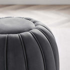 Modway Celebrate Channel Tufted Performance Velvet Ottoman - Grey-Dense Foam Padding