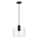 Hudson&Canal Henri 10" Wide Pendant with Glass Shade - Blackened Bronze/Clear-Industrial design for your entryway, foyer, or kitchen