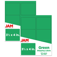 JAM Paper Mailing Address Labels - 3 1/3 x 4 - Green - 2 sets of 120-9.6 ounce