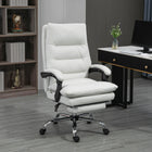 Vinsetto Executive Office Chair with Footrest and 6-Point Massage and Heat - Cream White-Take a break and stretch out with a 135° recline angle and footrest