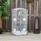 PawHut 36" H Bird Cage with 2 Doors and 4 Feeders - White-Slide-out tray on the base for effortless cleaning 