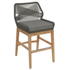 Modway Wellspring Outdoor Patio Teak and Rope Counter Stool - Gray Graphite-Natural Wood Grain Finish