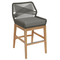 Modway Wellspring Outdoor Patio Teak and Rope Counter Stool - Gray Graphite-Natural Wood Grain Finish