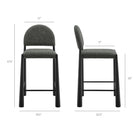 Modway Hayley Upholstered Fabric Counter Stools 2-Piece Set - Black/Anthracite-Arched Half-Moon Backrest