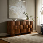 Modway Foundry Woven Design Buffet Storage Cabinet - 71" - in Walnut-Wood and MDF Construction