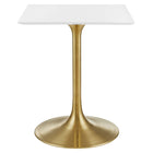 Modway Lippa 24" Square Wood Dining Table - Gold White-Modern Dining Table