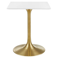 Modway Lippa 24" Square Wood Dining Table - Gold White-Modern Dining Table