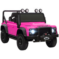 Qaba 12V Land Rover Licensed Kids Ride on Jeep Truck - Pink-Licensed Land Rover Defender ride-on car offers realistic truck design 