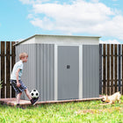Outsunny 7' x 4' Outdoor Storage Shed - Grey-Sloped roof prevents water build-up
