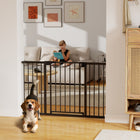 PawHut 30" - 51" Baby Gate with 2 Extension Kit and Auto-Close - Black-Simple pressure-fit setup, screws optional for extra stability 