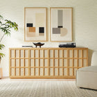 Modway Aiko Japandi Sideboard - 76" - Light Oak-Woven Geometric Doors