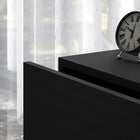 HOMCOM Nightstand with Charging Station and LED Light - Black-Colour: Black 