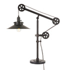 Hudson&Canal Descartes 29" Tall Wide Brim/Pulley System Table Lamp with Metal Shade - Blackened Bronze/Blackened Bronze-Paired with a blackened bronze cone metal shade