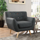Modway Remark Upholstered Fabric Armchair - Grey-Natural color rubberwood legs