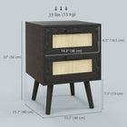 HOMCOM Boho Design Nightstand - Black - Set of 2-Boho design gives an exotic style