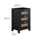Modway Dixie 24" Solid Wood Bathroom Vanity Cabinet - Black-Satin Brass Handles