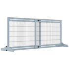 PawHut Freestanding Pet Gate with 41"-72" Adjustable Length - Grey-Blue-Adjust from 40.9" to 72" (104-183 cm) long to fit a variety of spaces 